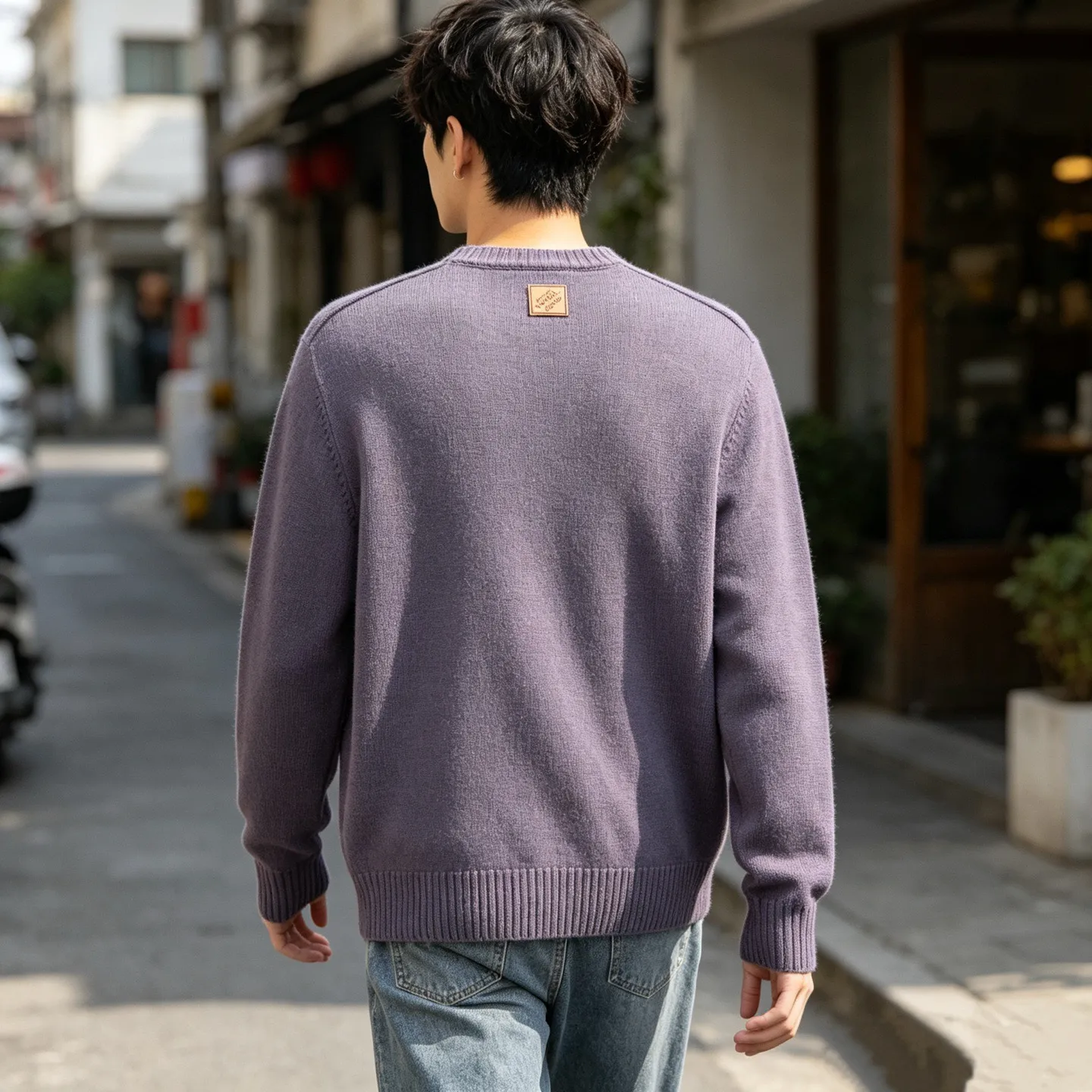 Louis Vuitton/Louis Vuitton Solid Back Collar Label Knitted Sweater